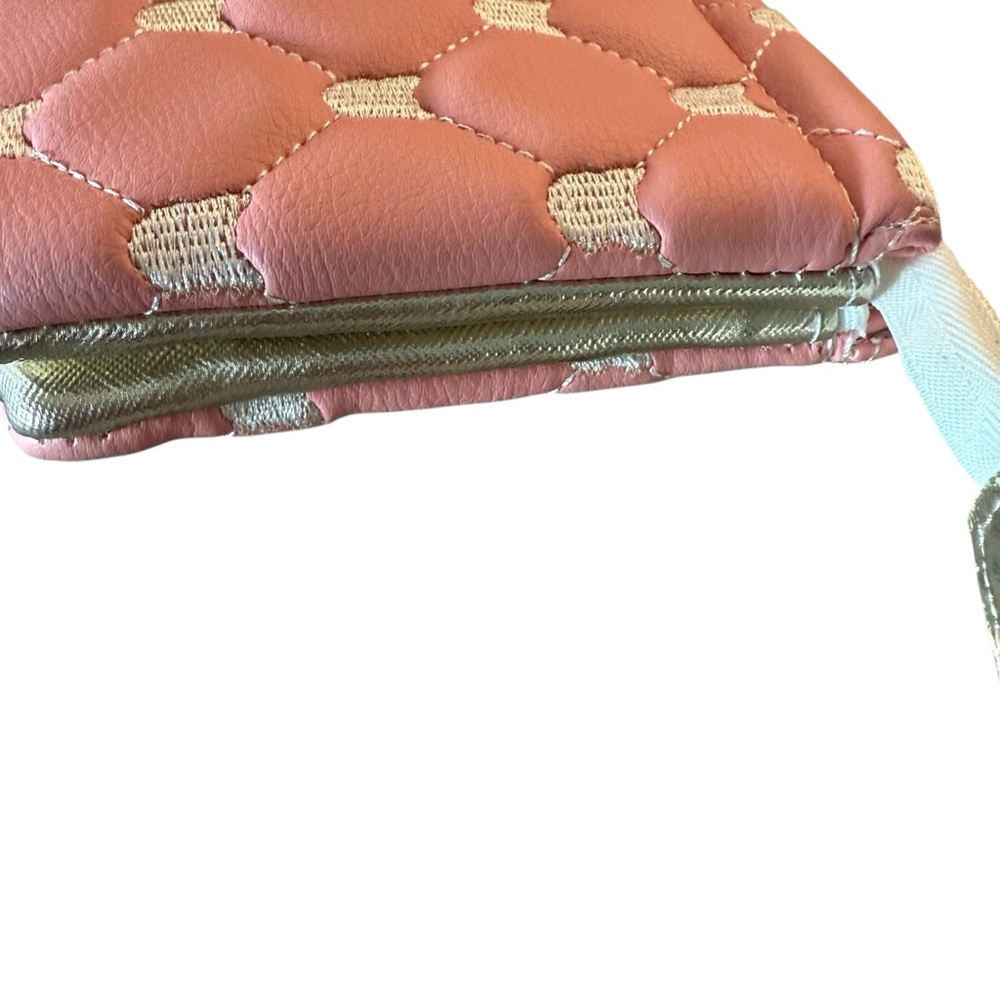 NWT Betsey Johnson Luv Betsey Coral Quilted Double Pouch Wristlet - Picture 4 of 8